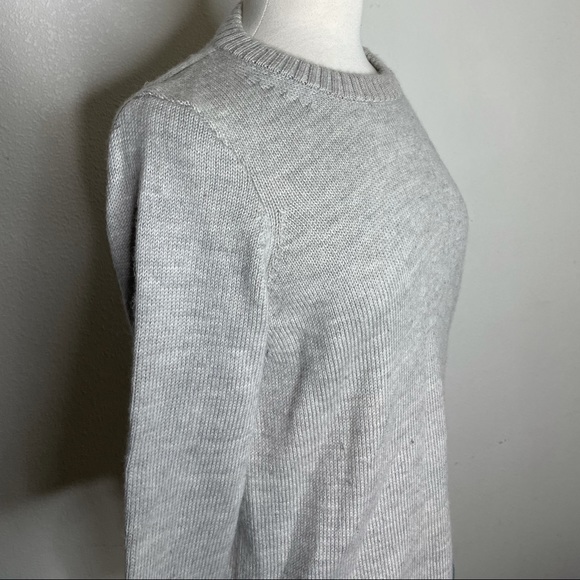 J Crew Sweater 100% Wool Grey With Red Green And Blue Stripes Size M Women’s - Picture 4 of 9